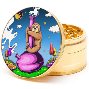 Green Star Creature Large 4-Piece Grinder - Style:Sloth Bong - Color:Gold