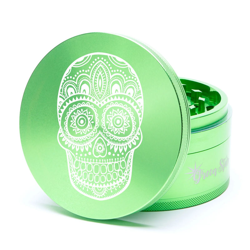 Green Star Creature Large 4-Piece Grinder - Style:Skull - Color:Green