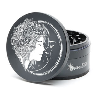 Green Star Creature Large 4-Piece Grinder - Style:Fairy Moon - Color:Black