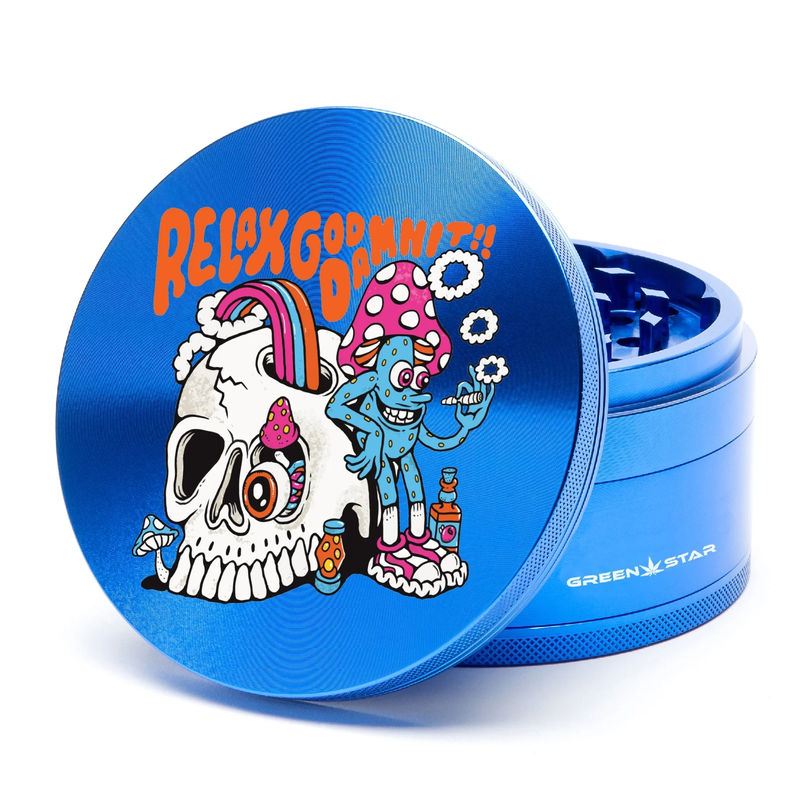 Green Star Creature Large 4-Piece Grinder - Style:Relax - Color:Blue