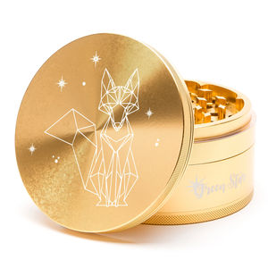 Green Star Creature Large 4-Piece Grinder - Style:Fancy Fox - Color:Gold