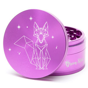 Green Star Creature Large 4-Piece Grinder - Style:Fancy Fox - Color:Purple