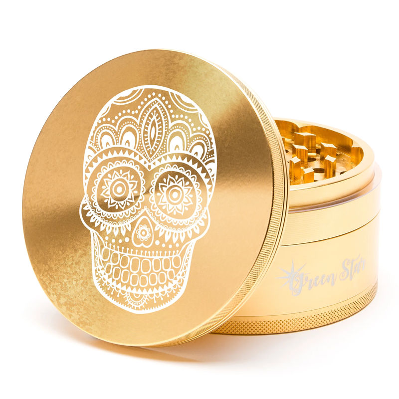 Green Star Creature Large 4-Piece Grinder - Style:Skull - Color:Gold