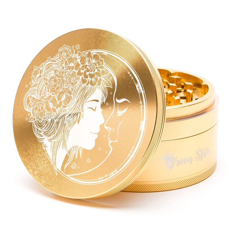 Green Star Creature Large 4-Piece Grinder - Style:Fairy Moon - Color:Gold