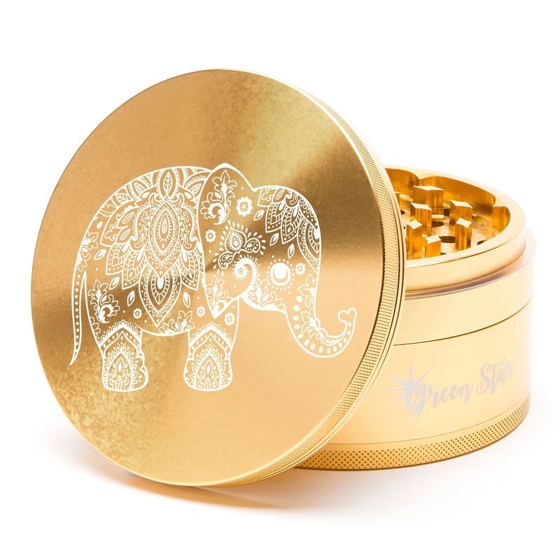 Green Star Creature Large 4-Piece Grinder - Style:Elephant - Color:Gold