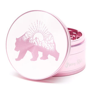 Green Star Creature Large 4-Piece Grinder - Style:Bear Mountain - Color:Pink
