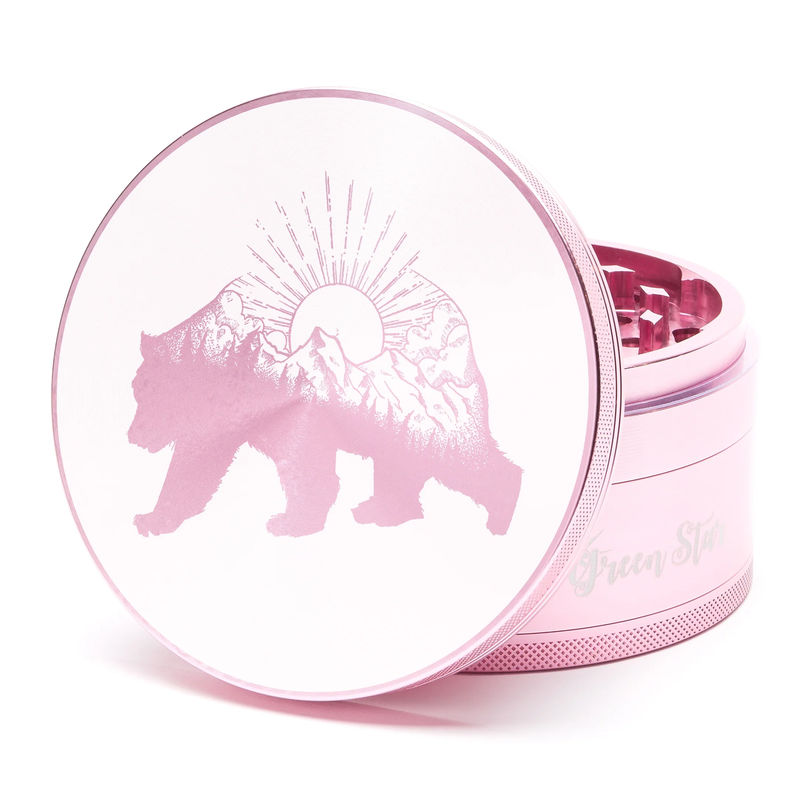 Green Star Creature Large 4-Piece Grinder - Style:Bear Mountain - Color:Pink