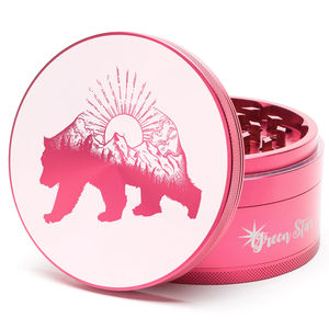 Green Star Creature Large 4-Piece Grinder - Style:Bear Mountain - Color:Red