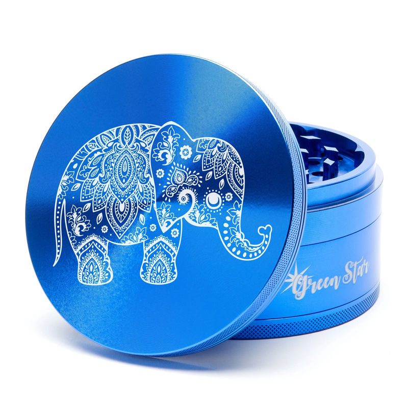 Green Star Creature Large 4-Piece Grinder - Style:Elephant - Color:Blue