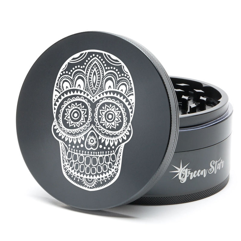 Green Star Creature Large 4-Piece Grinder - Style:Skull - Color:Black
