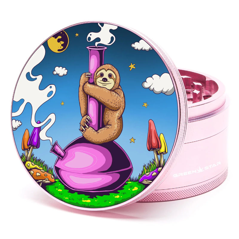 Green Star Creature Large 4-Piece Grinder - Style:Sloth Bong - Color:Pink