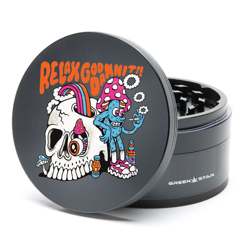Green Star Creature Large 4-Piece Grinder - Style:Relax - Color:Black