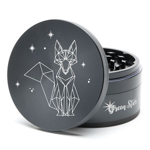 Green Star Creature Large 4-Piece Grinder - Style:Fancy Fox - Color:Black