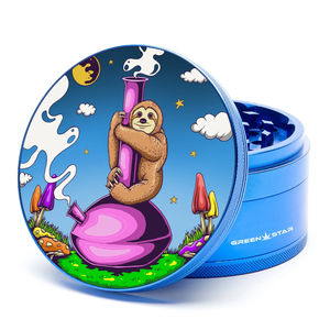 Green Star Creature Large 4-Piece Grinder - Style:Sloth Bong - Color:Blue