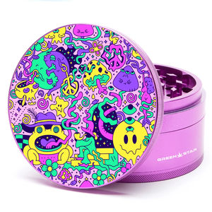 Green Star Creature Large 4-Piece Grinder - Style:Trippy Drippy - Color:Purple