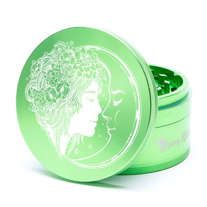 Green Star Creature Large 4-Piece Grinder - Style:Fairy Moon - Color:Green