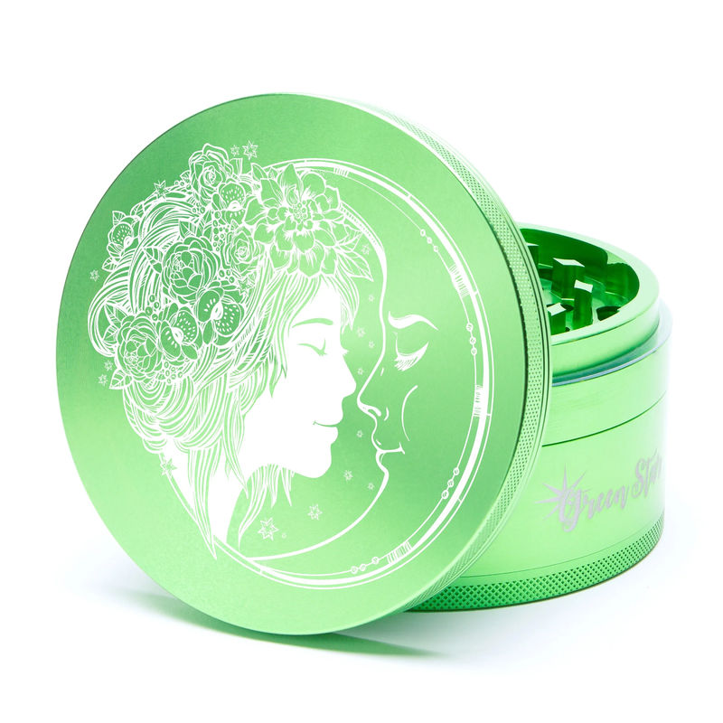 Green Star Creature Large 4-Piece Grinder - Style:Fairy Moon - Color:Green