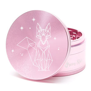 Green Star Creature Large 4-Piece Grinder - Style:Fancy Fox - Color:Pink