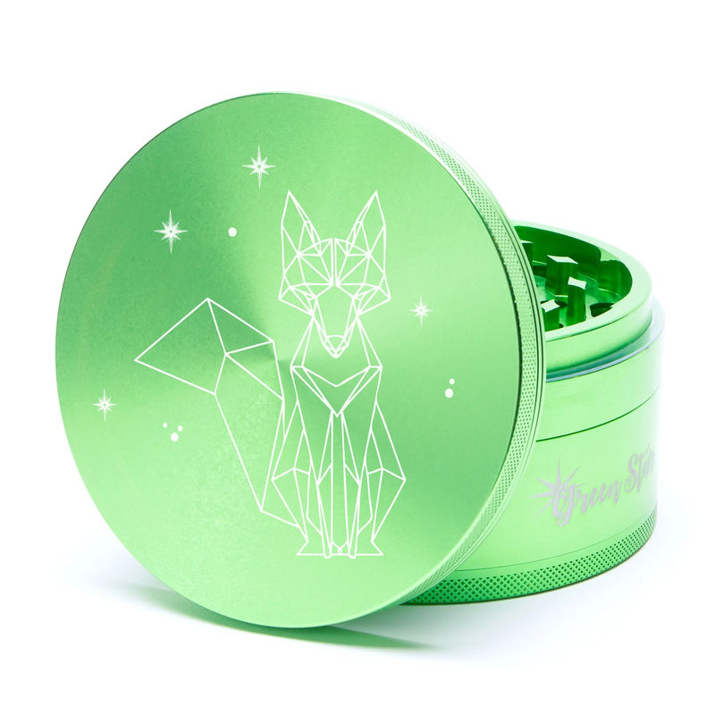 Green Star Creature Large 4-Piece Grinder - Style:Fancy Fox - Color:Green