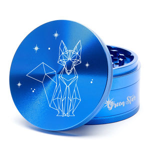 Green Star Creature Large 4-Piece Grinder - Style:Fancy Fox - Color:Blue