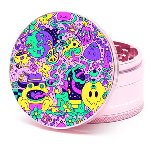 Green Star Creature Large 4-Piece Grinder - Style:Trippy Drippy - Color:Pink