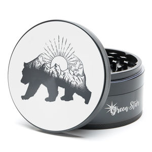 Green Star Creature Large 4-Piece Grinder - Style:Bear Mountain - Color:Black