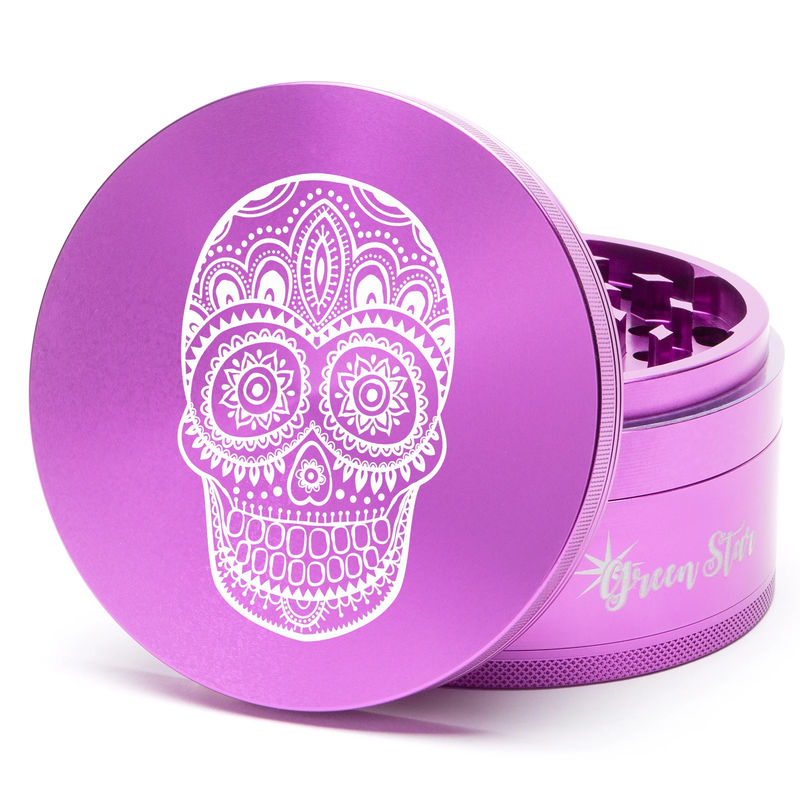 Green Star Creature Large 4-Piece Grinder - Style:Skull - Color:Purple