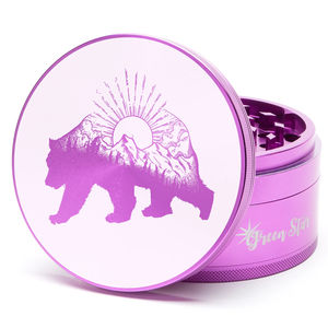 Green Star Creature Large 4-Piece Grinder - Style:Bear Mountain - Color:Purple