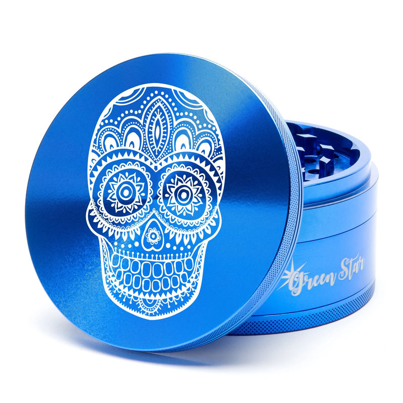 Green Star Creature Large 4-Piece Grinder - Style:Skull - Color:Blue