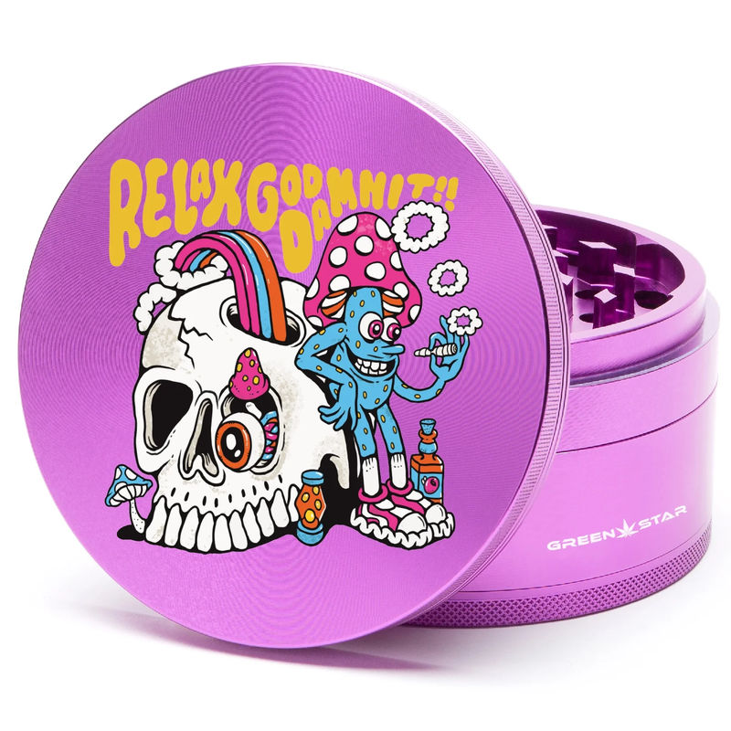 Green Star Creature Large 4-Piece Grinder - Style:Relax - Color:Purple