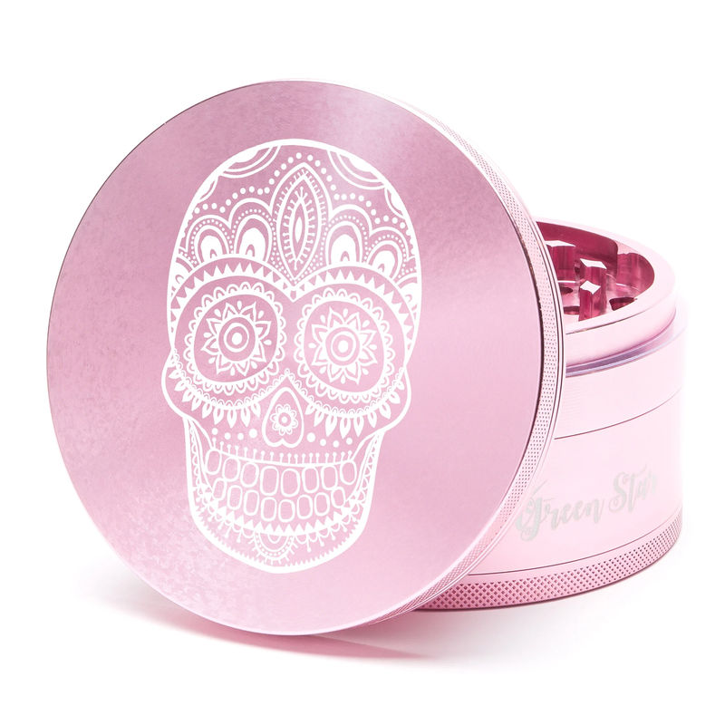 Green Star Creature Large 4-Piece Grinder - Style:Skull - Color:Pink