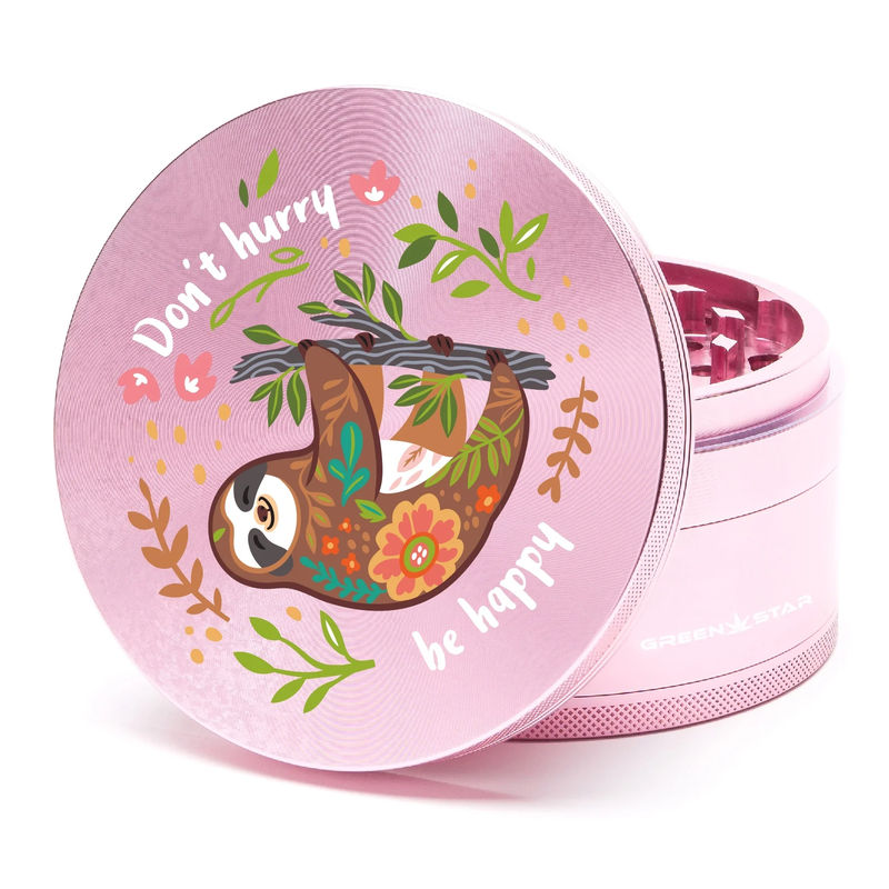 Green Star Creature Large 4-Piece Grinder - Style:Don't Hurry - Color:Pink