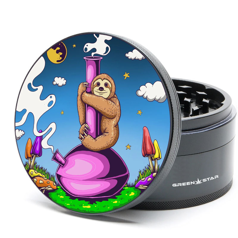 Green Star Creature Large 4-Piece Grinder - Style:Sloth Bong - Color:Black