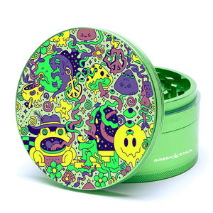Green Star Creature Large 4-Piece Grinder - Style:Trippy Drippy - Color:Green