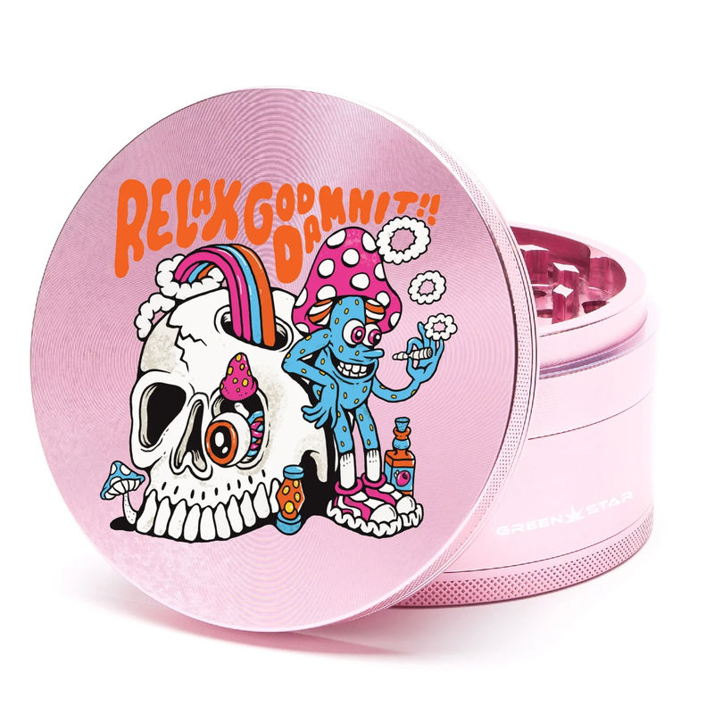 Green Star Creature Large 4-Piece Grinder - Style:Relax - Color:Pink