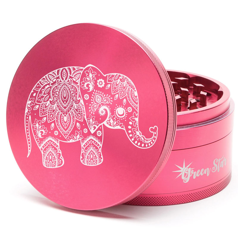 Green Star Creature Large 4-Piece Grinder - Style:Elephant - Color:Red