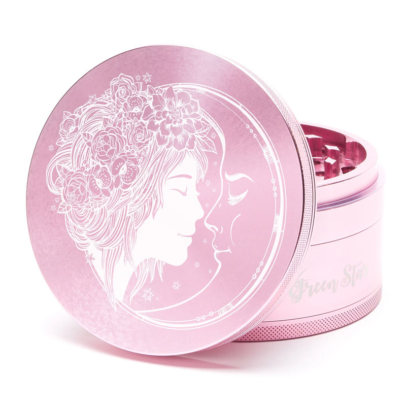 Green Star Creature Large 4-Piece Grinder - Style:Fairy Moon - Color:Pink