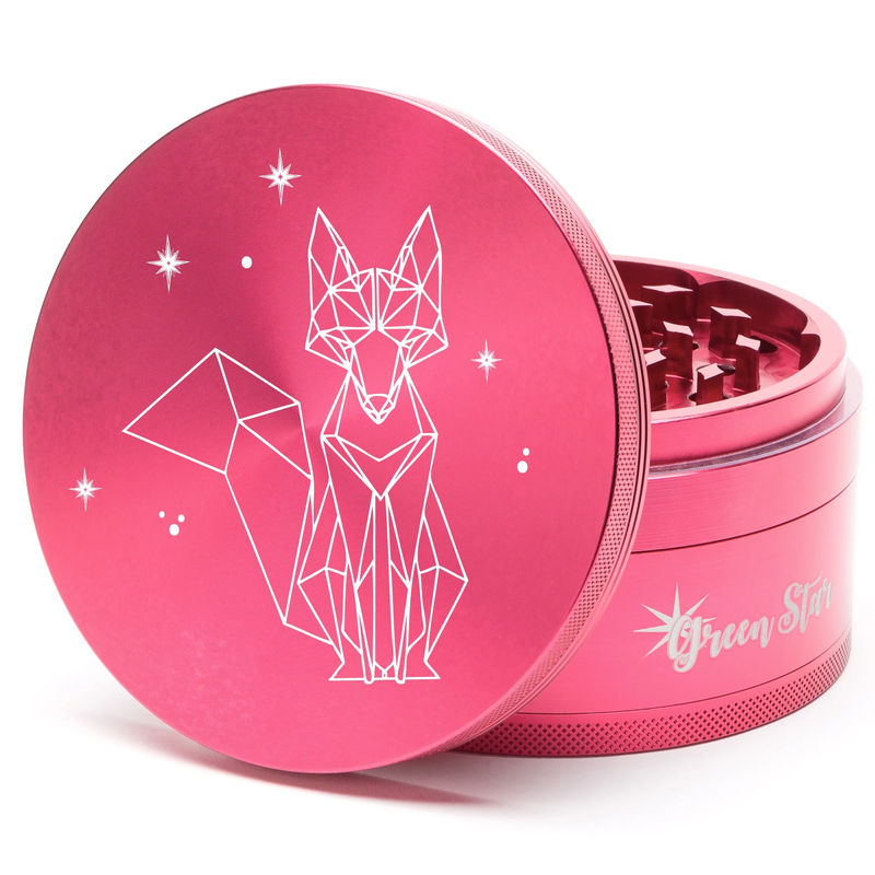 Green Star Creature Large 4-Piece Grinder - Style:Fancy Fox - Color:Red