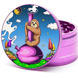 Green Star Creature Large 4-Piece Grinder - Style:Sloth Bong - Color:Purple