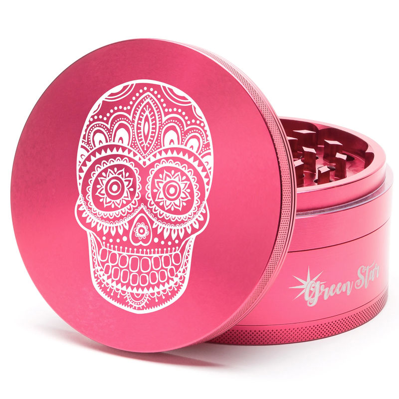 Green Star Creature Large 4-Piece Grinder - Style:Skull - Color:Red