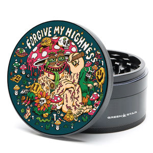 Green Star Creature Large 4-Piece Grinder - Style:Forgive My Highness - Color:Black