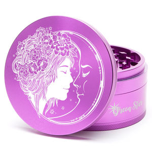Green Star Creature Large 4-Piece Grinder - Style:Fairy Moon - Color:Purple