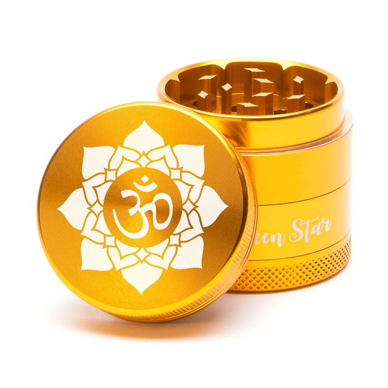 Green Star Novelty Medium 4-Piece Grinder - Style:OM - Color:Gold