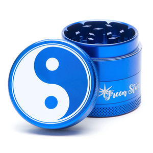 Green Star Novelty Medium 4-Piece Grinder - Style:Yin Yang - Color:Blue