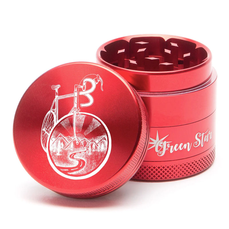 Green Star Novelty Medium 4-Piece Grinder - Style:Bicycle - Color:Red