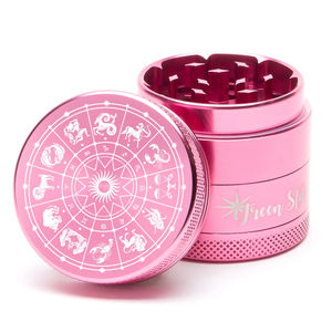 Green Star Novelty Medium 4-Piece Grinder - Style:Horoscope - Color:Pink