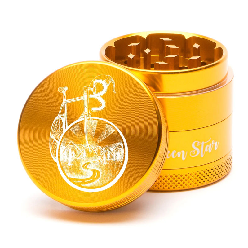 Green Star Novelty Medium 4-Piece Grinder - Style:Bicycle - Color:Gold