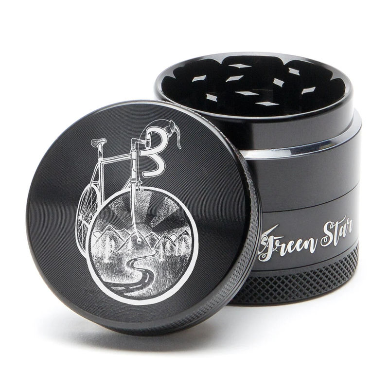 Green Star Novelty Medium 4-Piece Grinder - Style:Bicycle - Color:Black