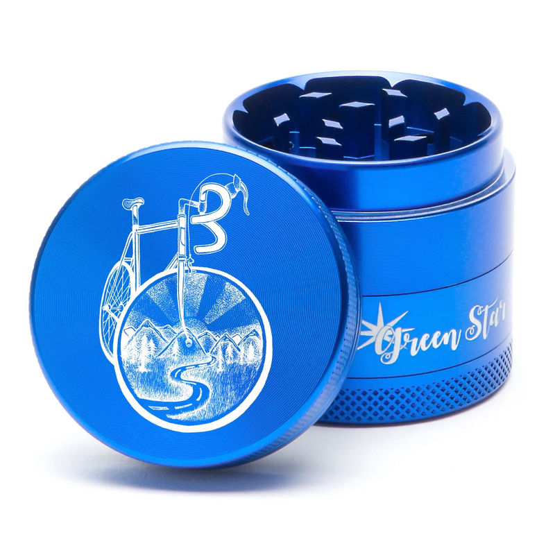 Green Star Novelty Medium 4-Piece Grinder - Style:Bicycle - Color:Blue