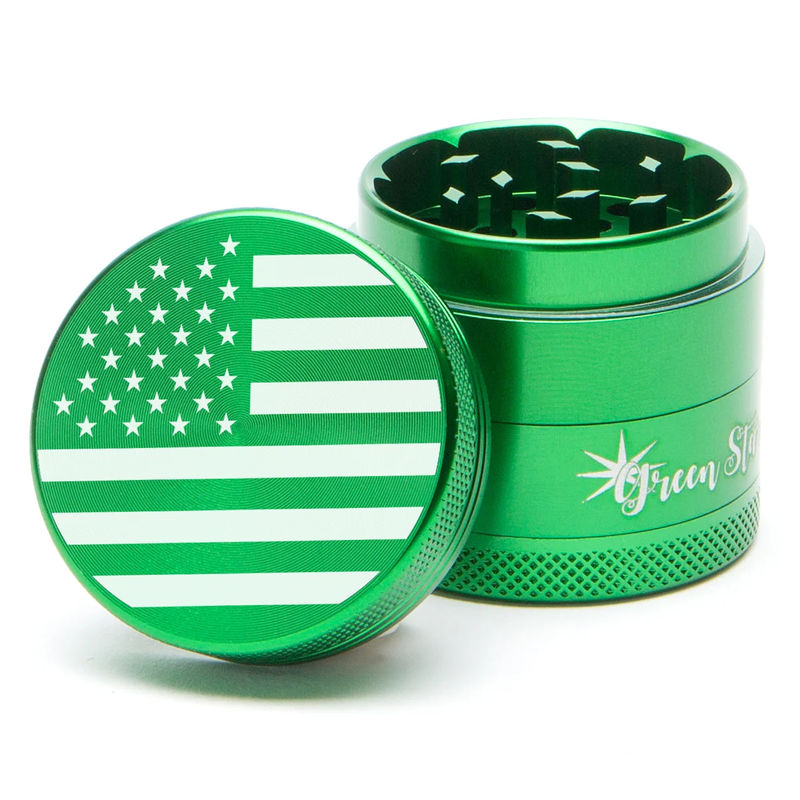 Green Star Novelty Medium 4-Piece Grinder - Style:American Flag - Color:Green